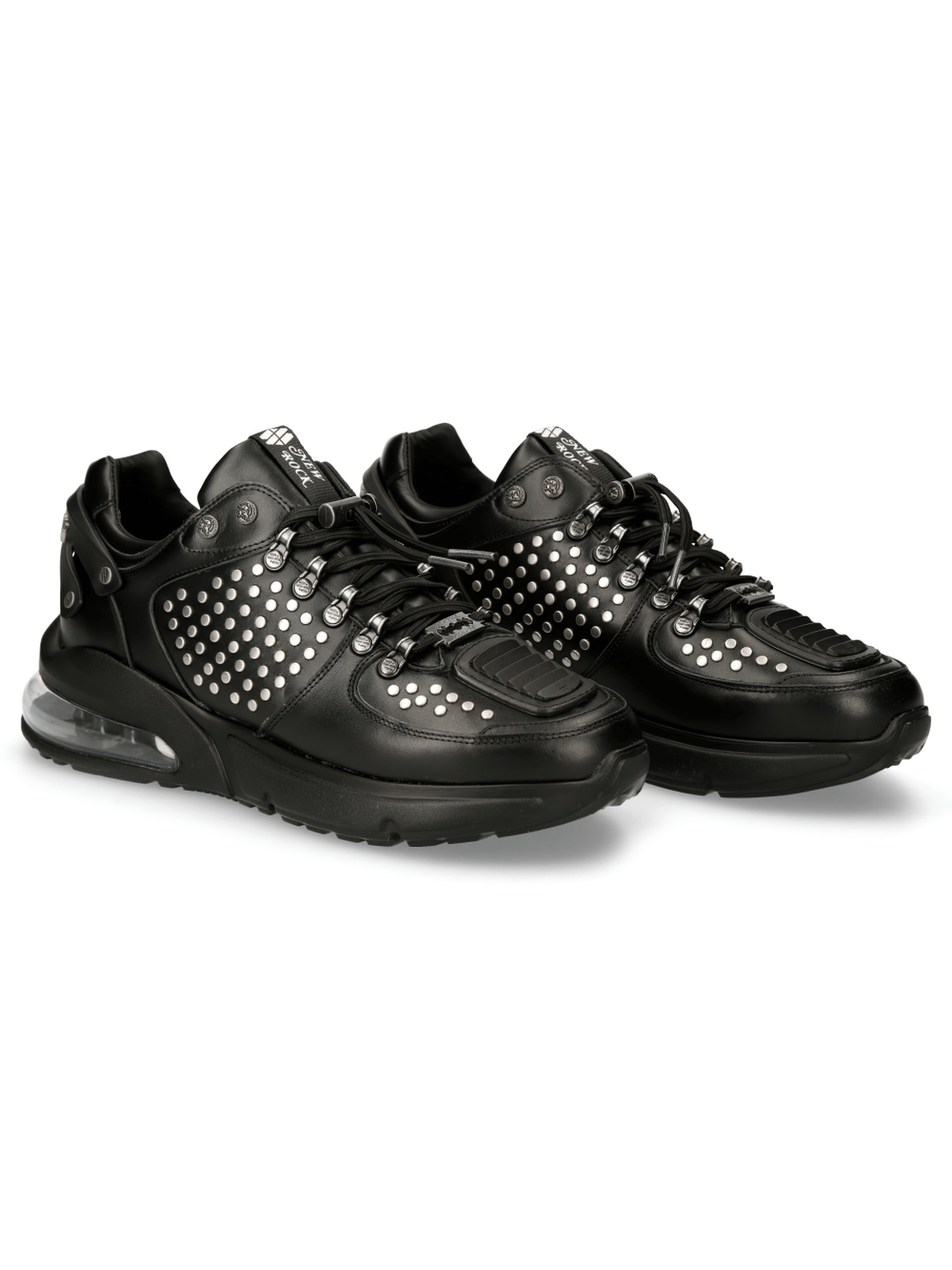 NEW ROCK Black Studded Sneakers with Air Cushion Sole