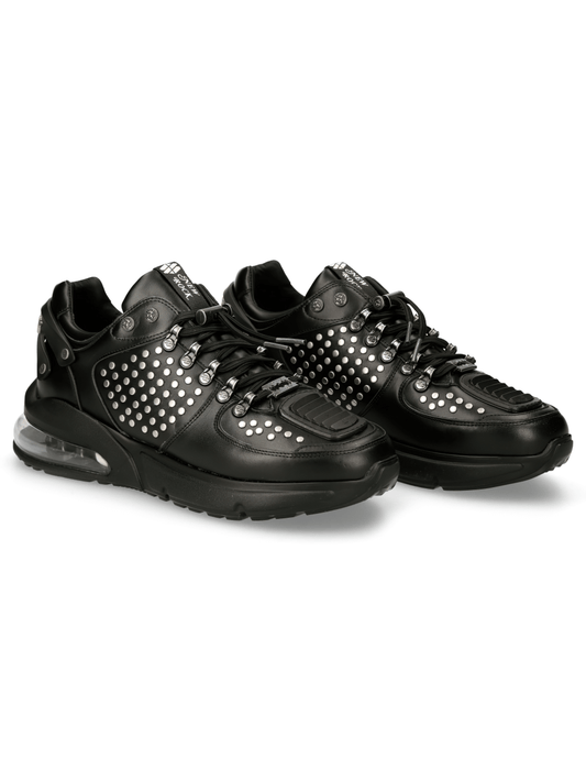 NEW ROCK Black Studded Sneakers with Air Cushion Sole