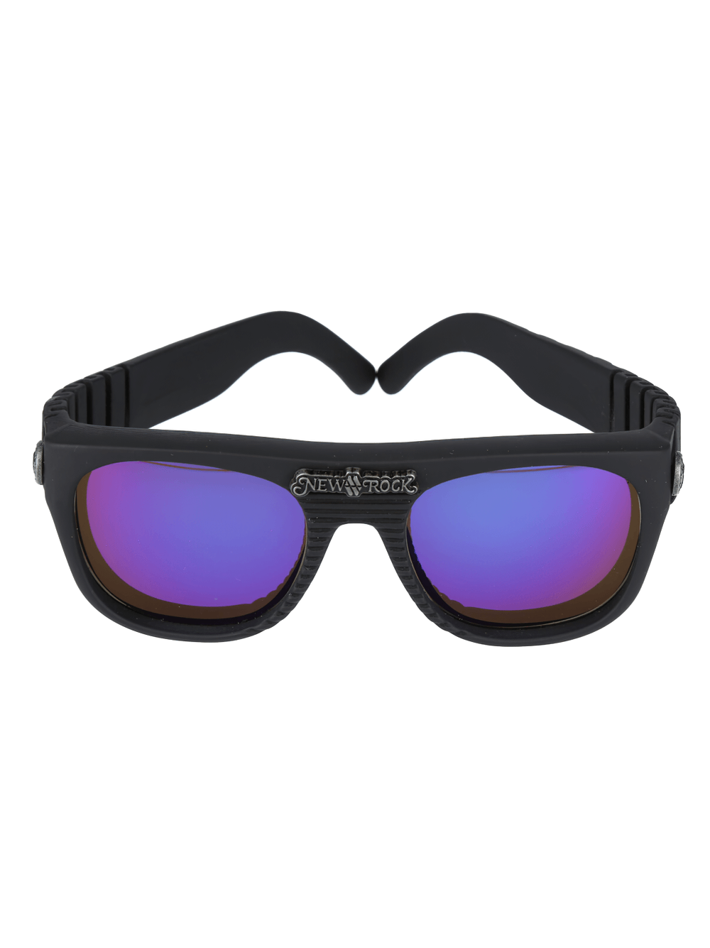 NEW ROCK Black Sunglasses with Textured Frame and Lenses