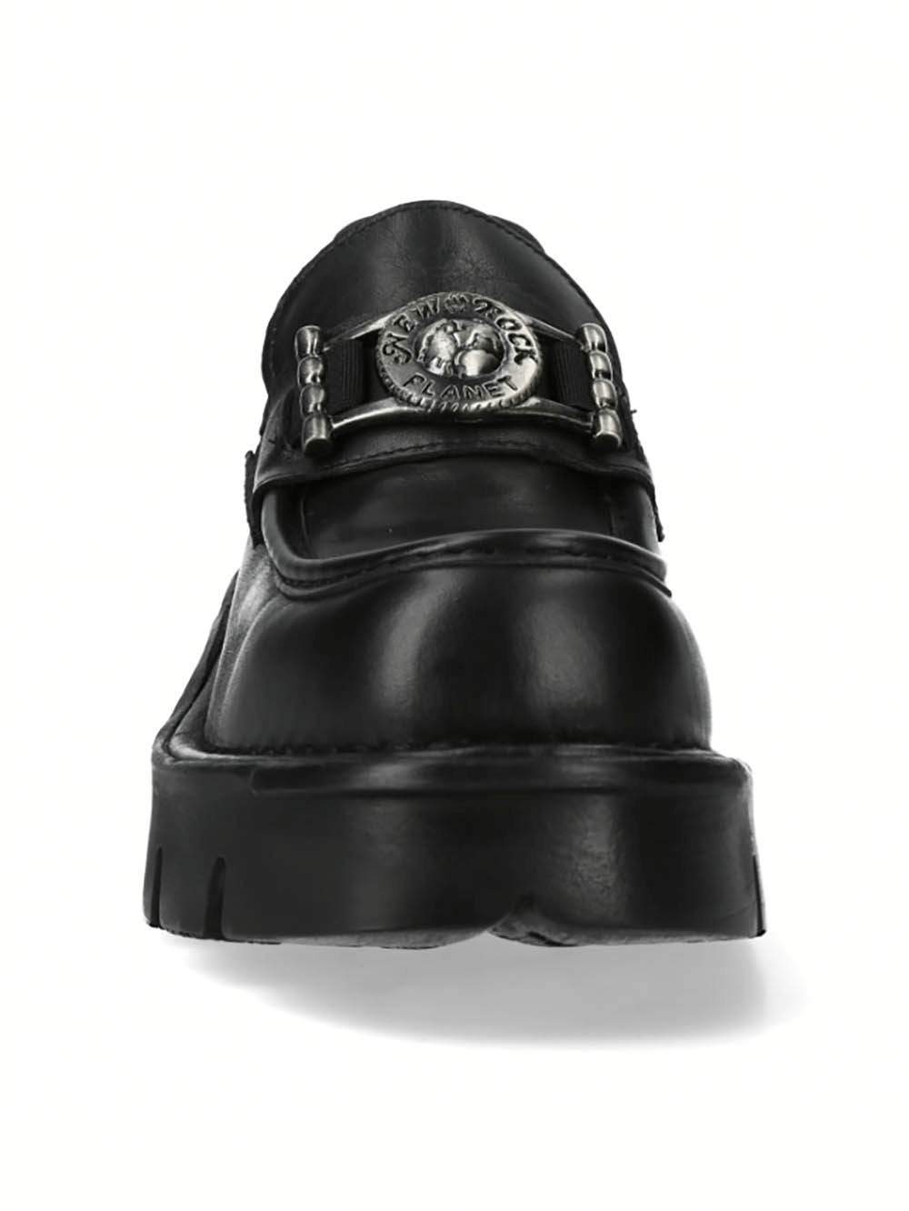 NEW ROCK Women's Black Urban Rock Slip-On Shoes with Metal Emblem