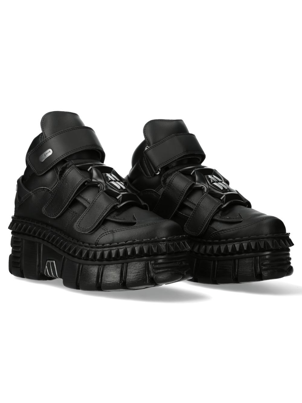 NEW ROCK Women's Bold Black Strap-Detail Ankle Boots for Rock Style