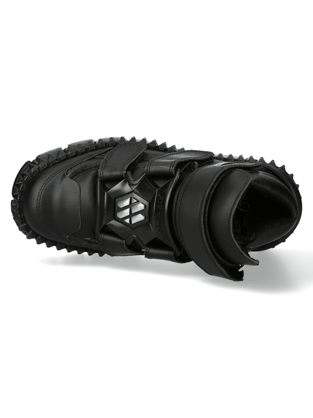 NEW ROCK Women's Bold Black Strap-Detail Ankle Boots for Rock Style