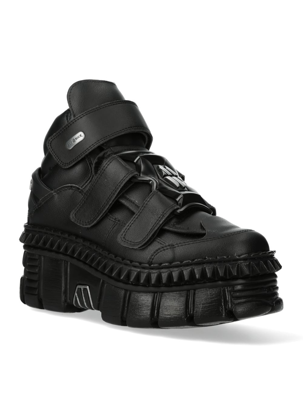 NEW ROCK Women's Bold Black Strap-Detail Ankle Boots for Rock Style