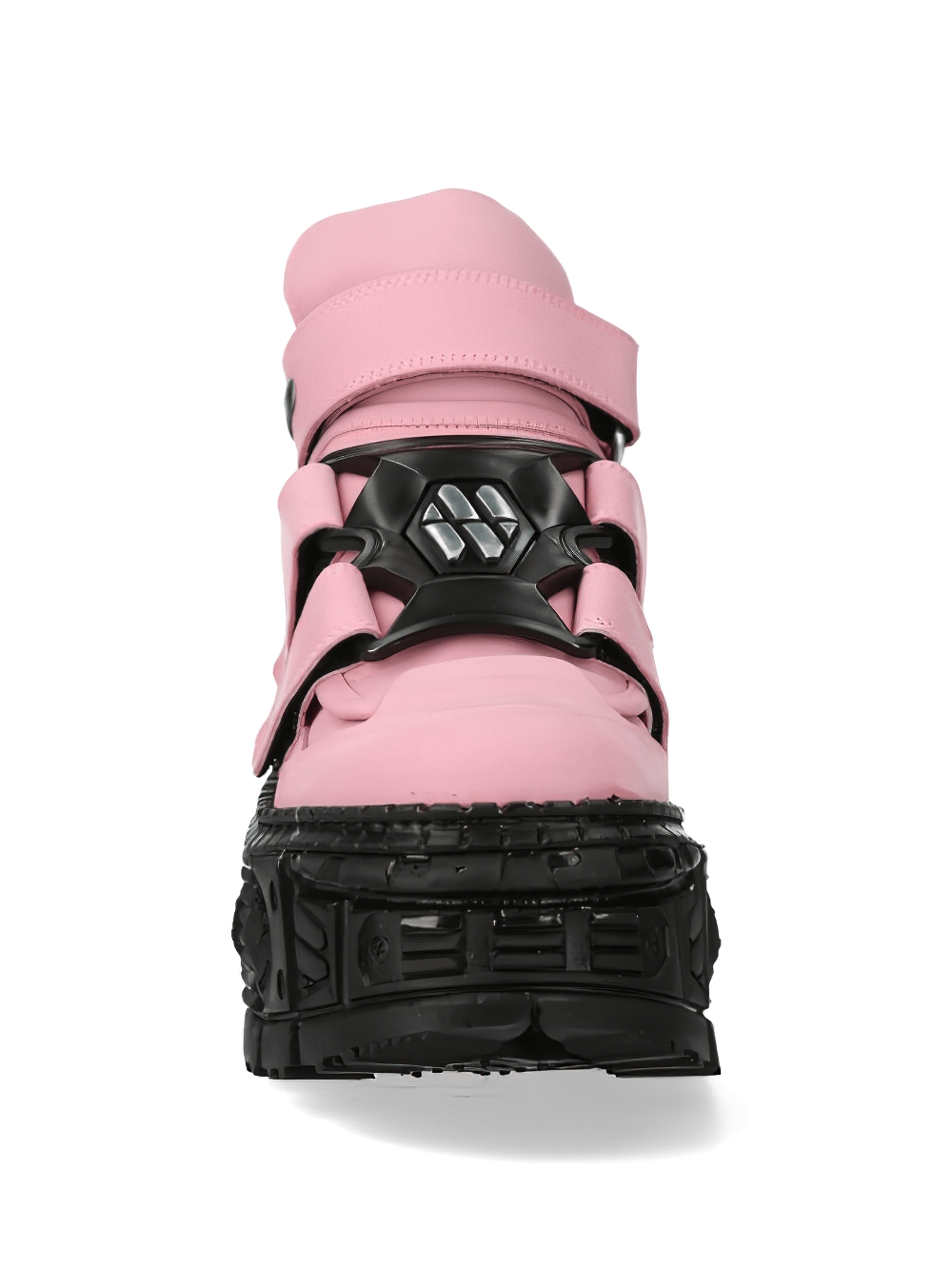 NEW ROCK Women's Bold Pink Heavy Ankle Boots with Velcro Straps