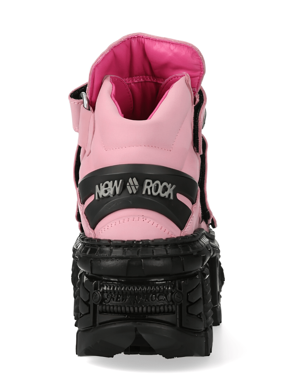 NEW ROCK Women's Bold Pink Heavy Ankle Boots with Velcro Straps