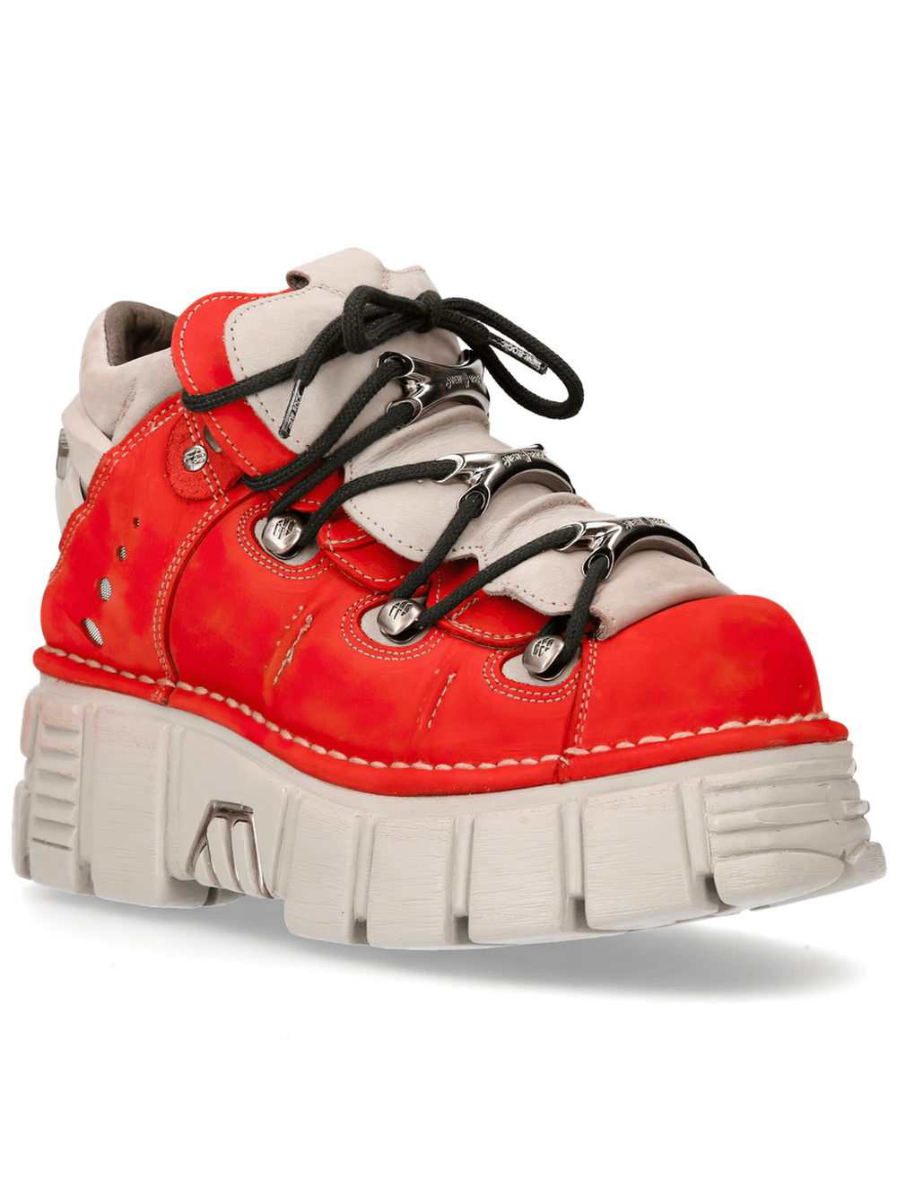 NEW ROCK Women's Bold Red Platform Sneakers with Punk Rock Vibes