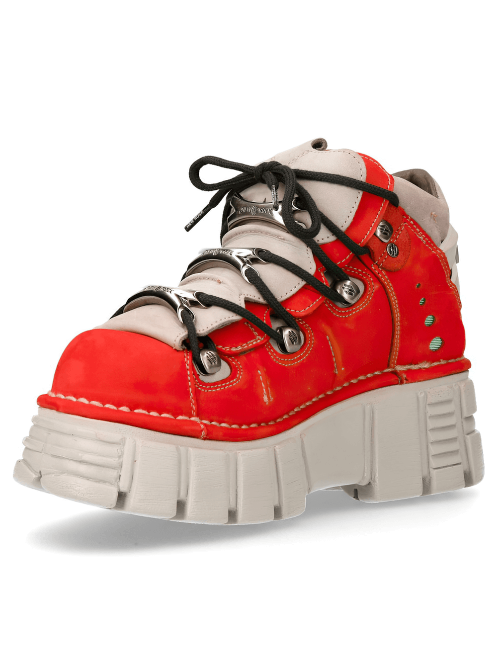 NEW ROCK Women's Bold Red Platform Sneakers with Punk Rock Vibes