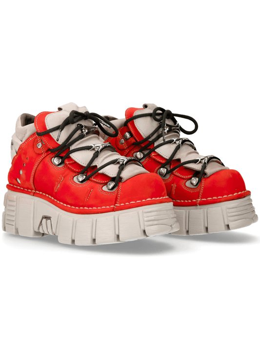 NEW ROCK Men's Bold Red Platform Sneakers with Punk Rock Vibes