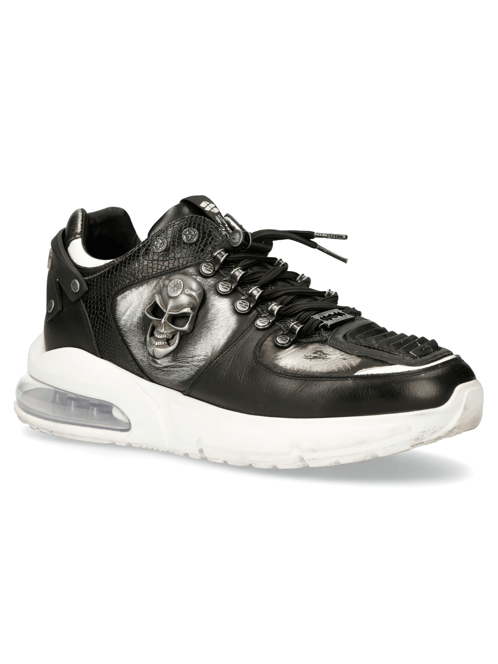 NEW ROCK Bold Rock-Inspired Leather Sneakers with Skull