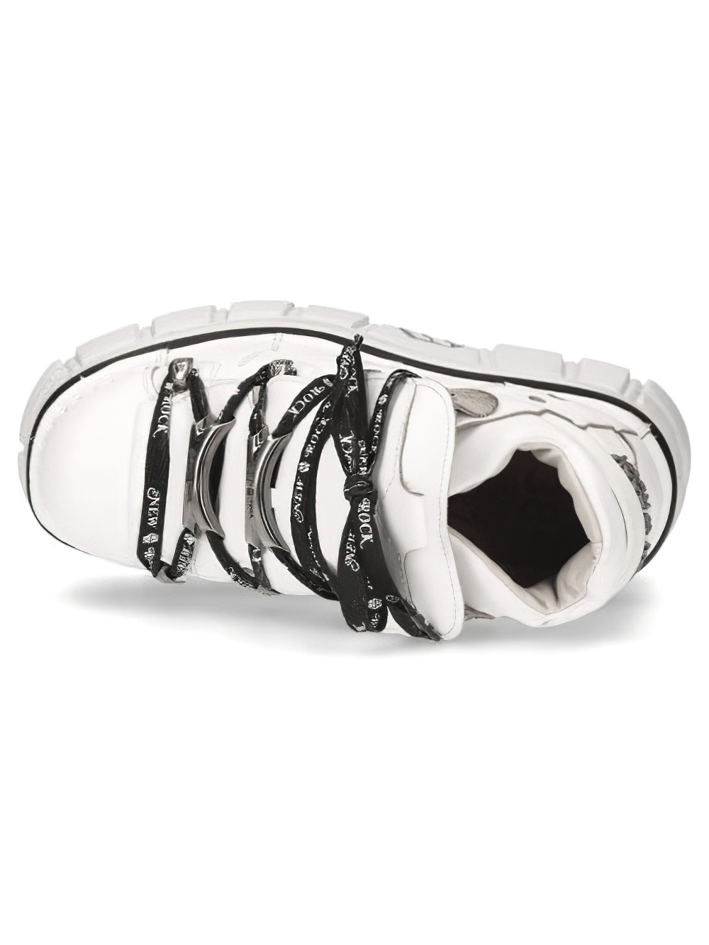 NEW ROCK Women's Bold White Gothic Lace-Up Platform Boots