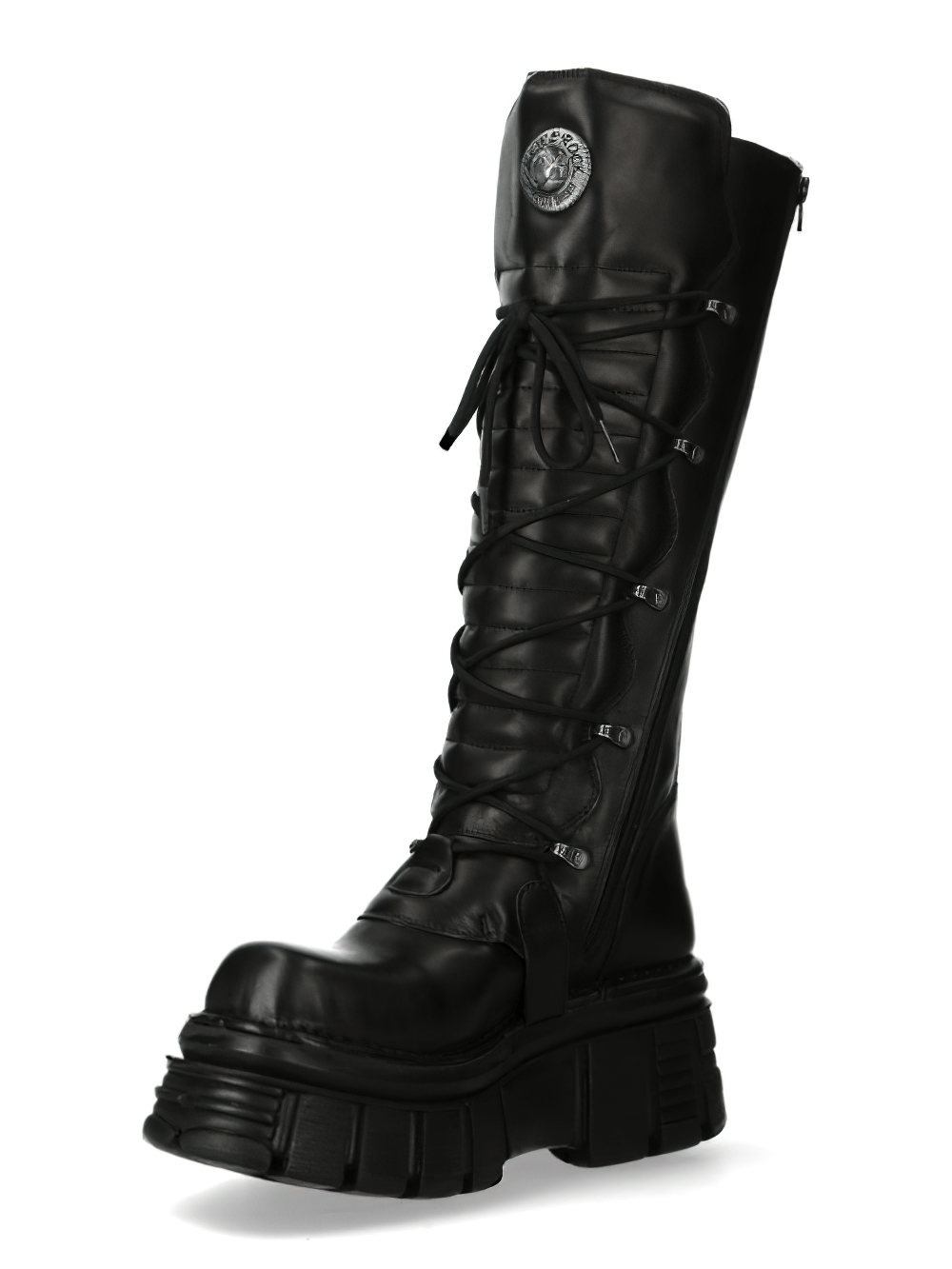 NEW ROCK Women's Buckled High Boots with Metallic Accents