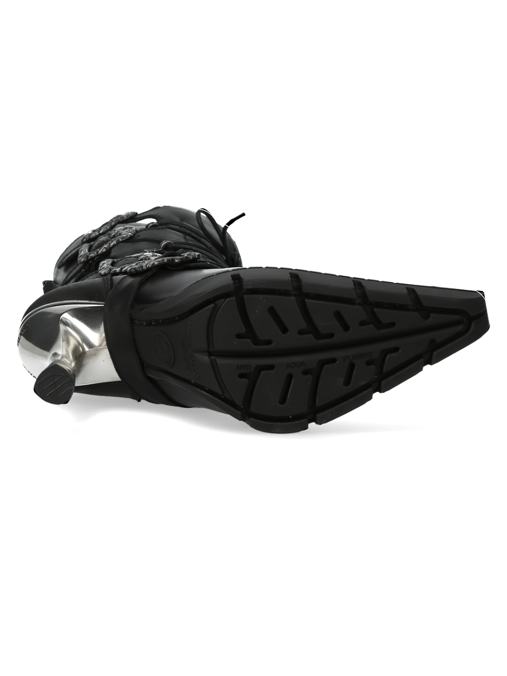 NEW ROCK Chic Urban Black Buckled Lace-Up Heel Boots