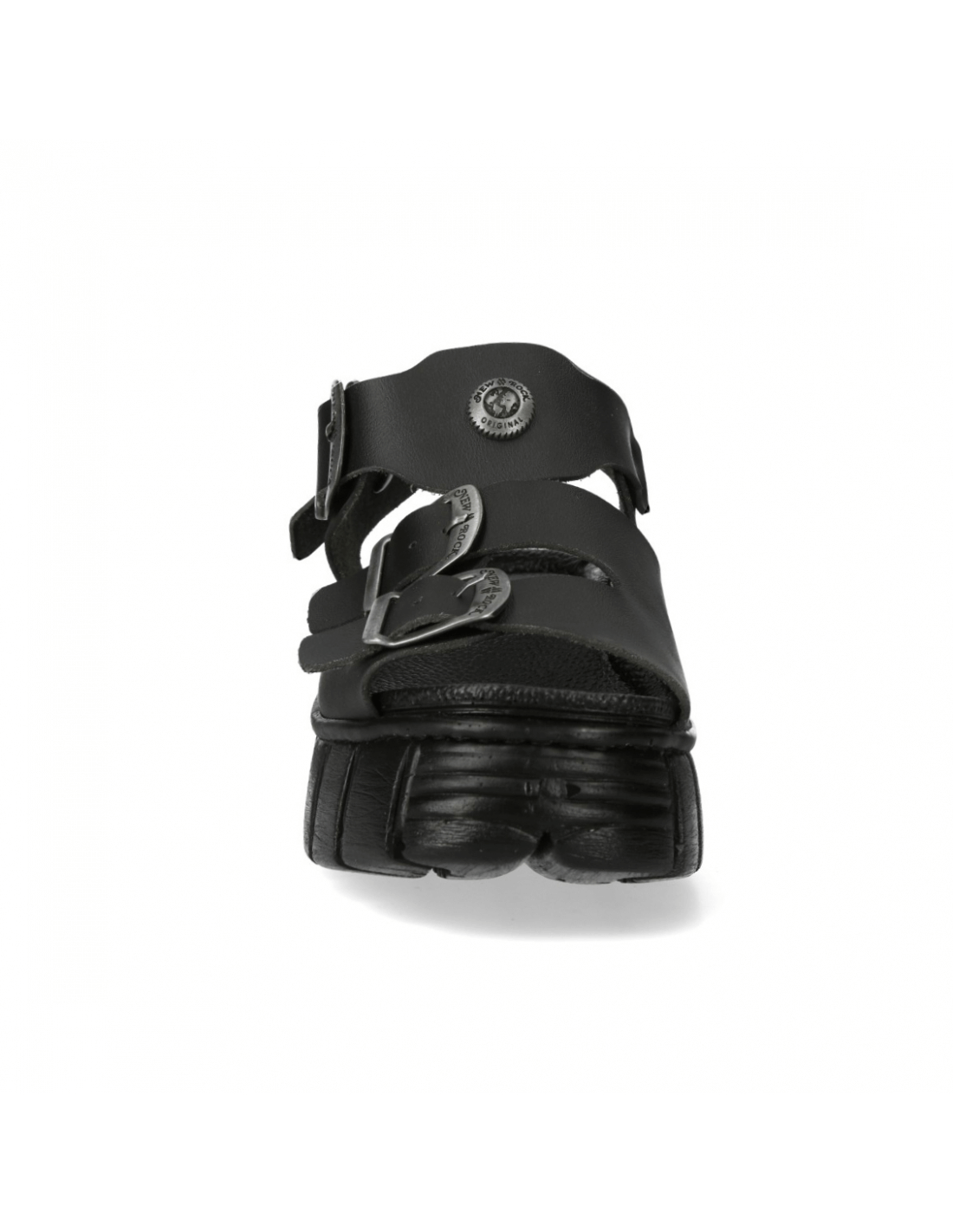 NEW ROCK Women's Chunky Black Buckle Platform Sandals