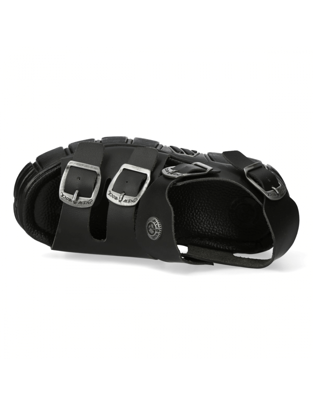 NEW ROCK Women's Chunky Black Buckle Platform Sandals