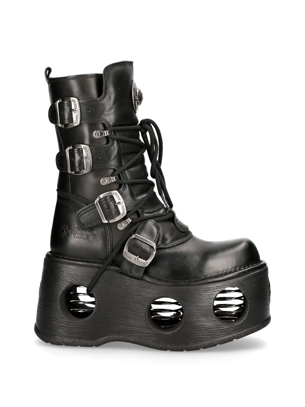 NEW ROCK Women's Cyberpunk Buckled Platform Boots