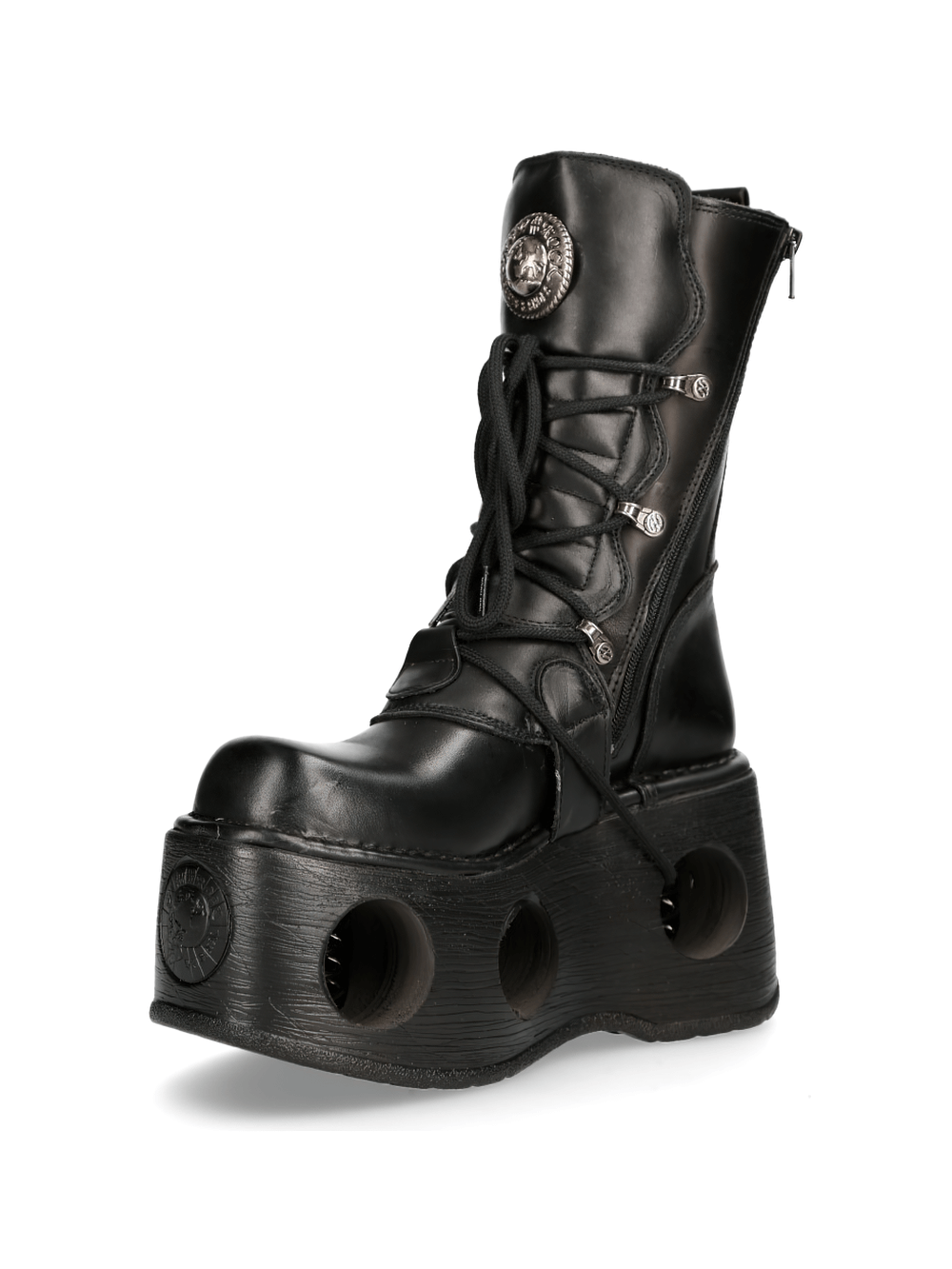 NEW ROCK Women's Cyberpunk Buckled Platform Boots