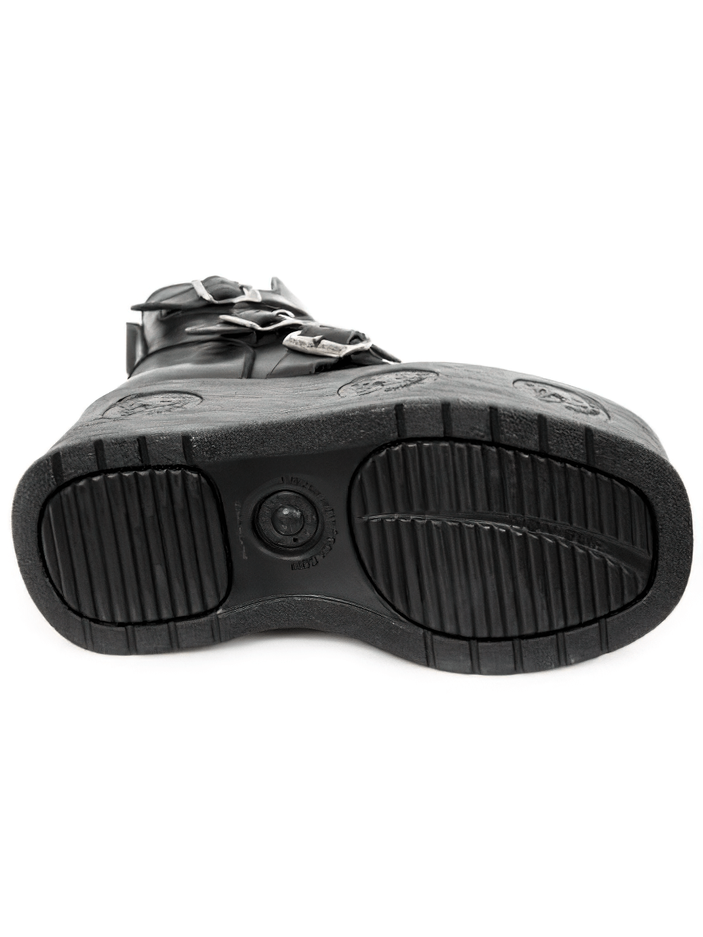 NEW ROCK Women's Edgy Rugged Black Buckled Platform Boots