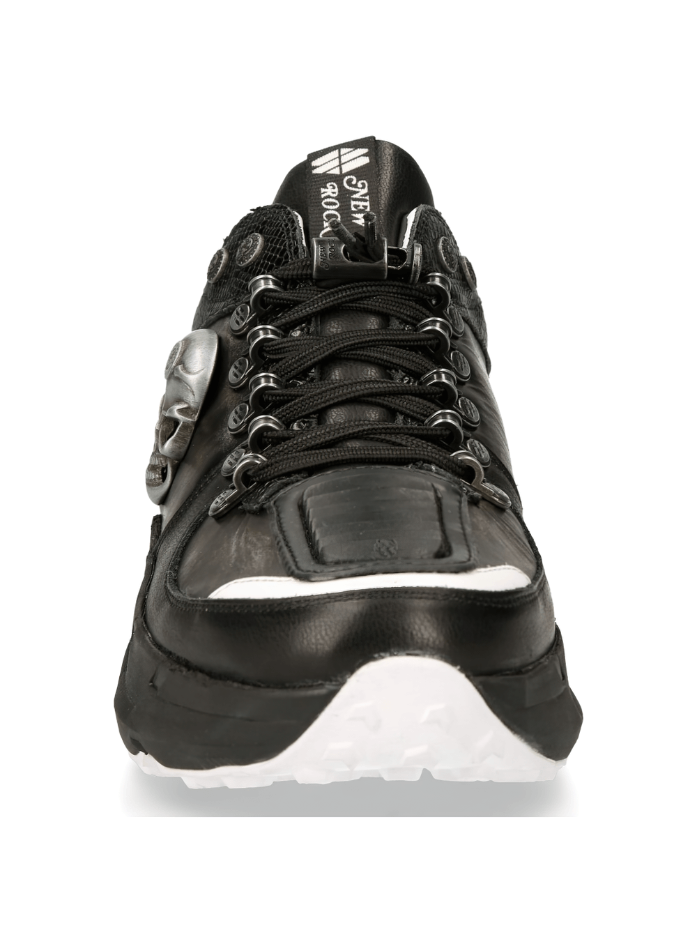 NEW ROCK Men's Edgy Skull Emblem Black Sneaker for Trendsetters
