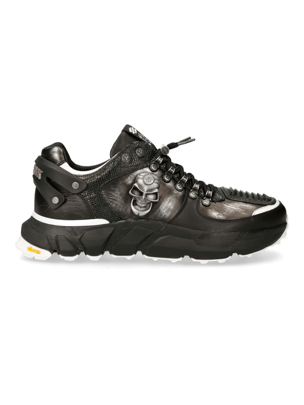 NEW ROCK Men's Edgy Skull Emblem Black Sneaker for Trendsetters