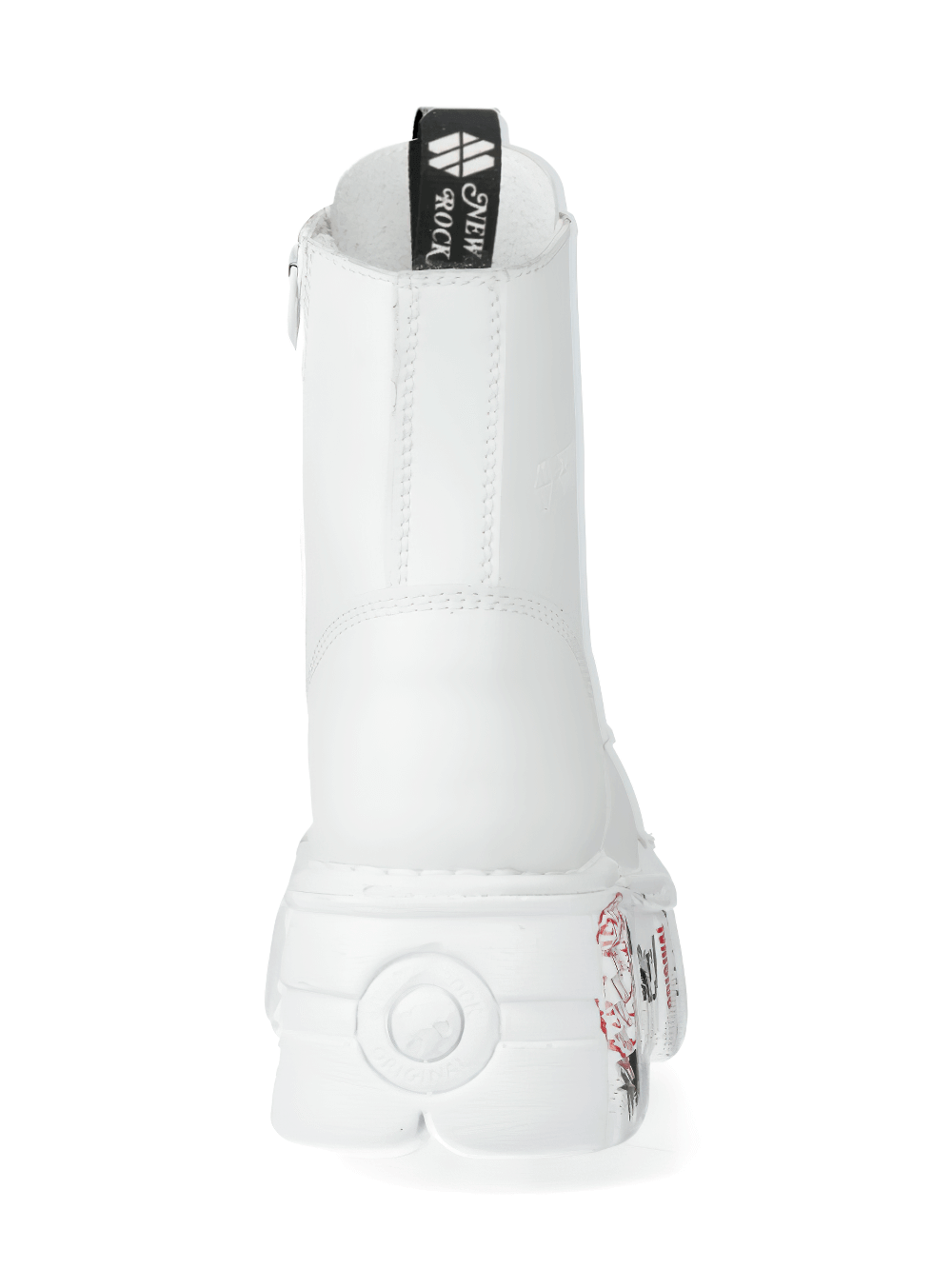 NEW ROCK Women's Edgy White Platform Boots with Punk Badges