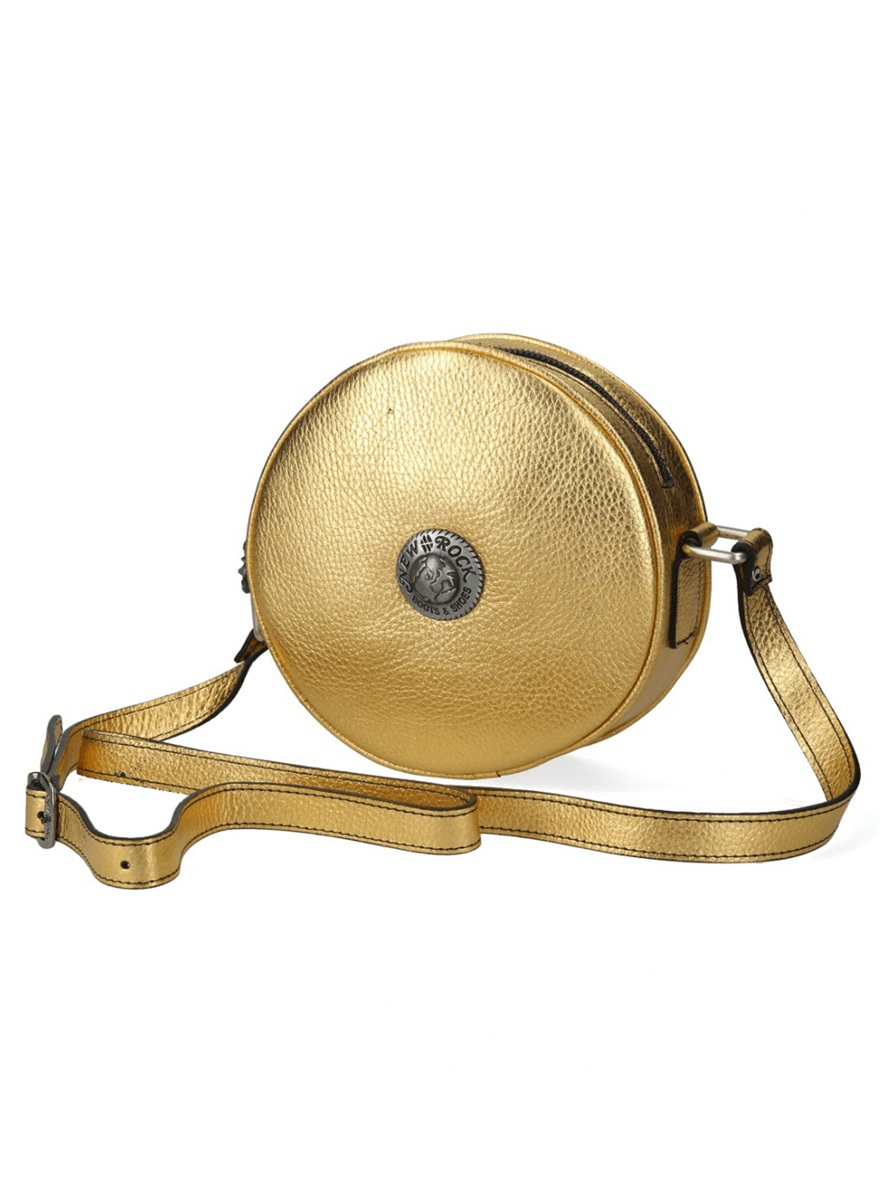 NEW ROCK Gold Metallic Round Crossbody Bag for Punk Style