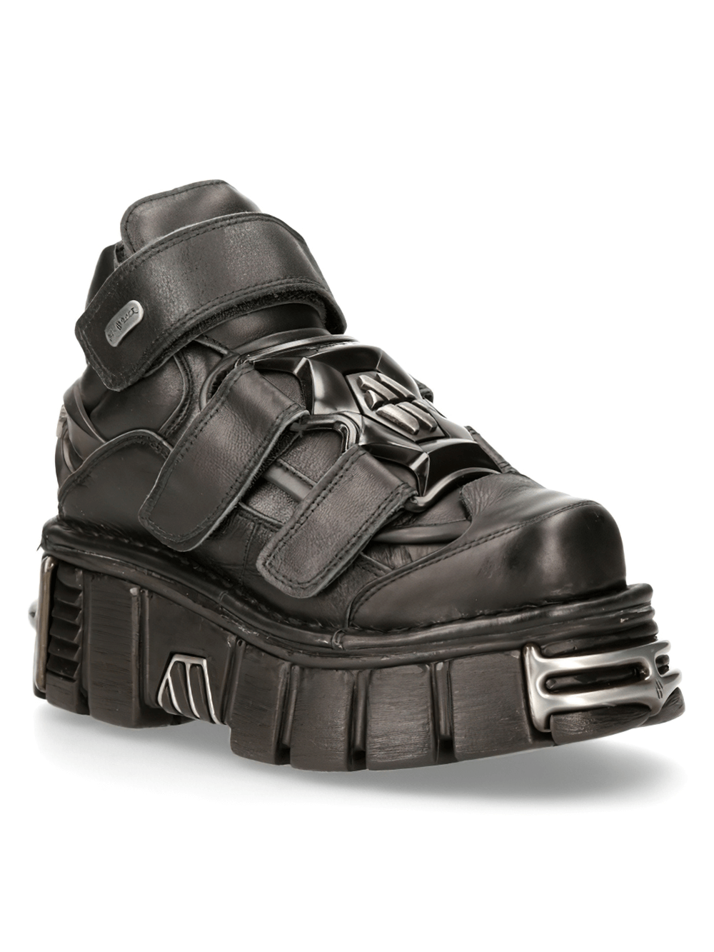 NEW ROCK Men's Goth Ankle Boots with Metallic Accents and Velcros
