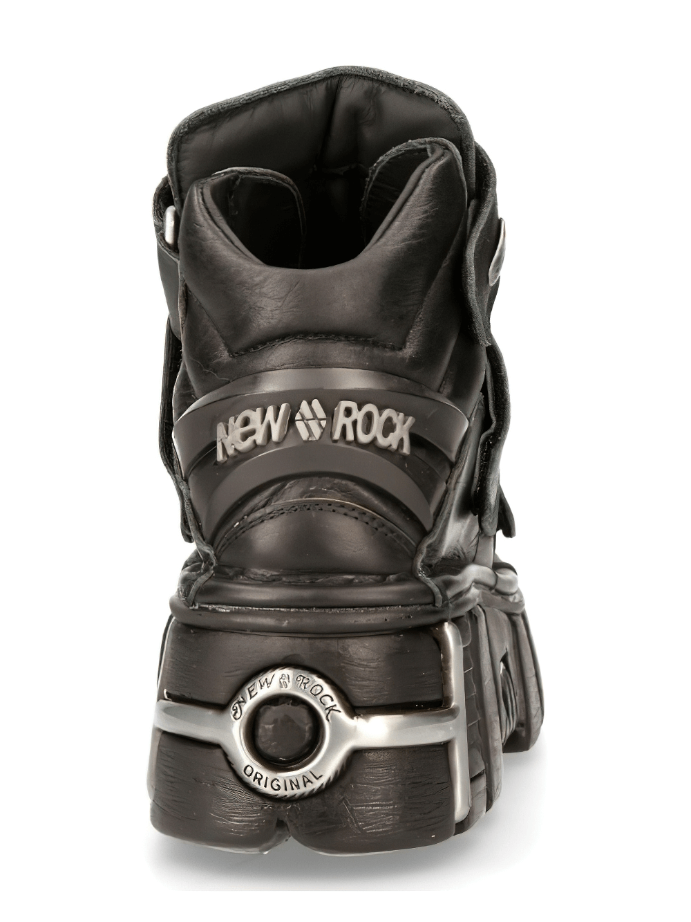 NEW ROCK Men's Goth Ankle Boots with Metallic Accents and Velcros