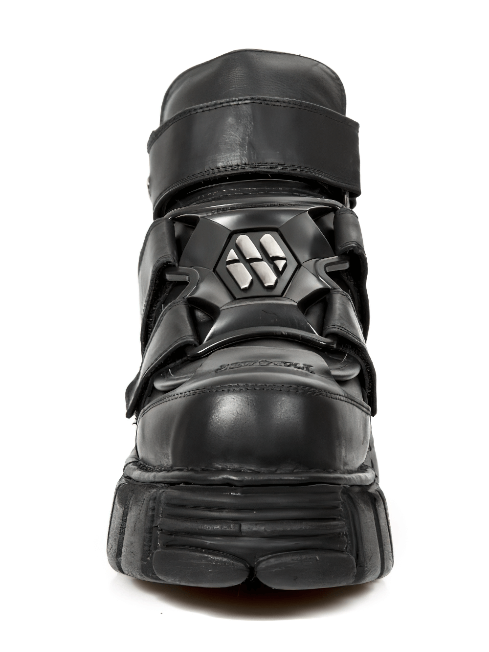 NEW ROCK Women's Gothic Black Ankle Boots with Metallic Accents