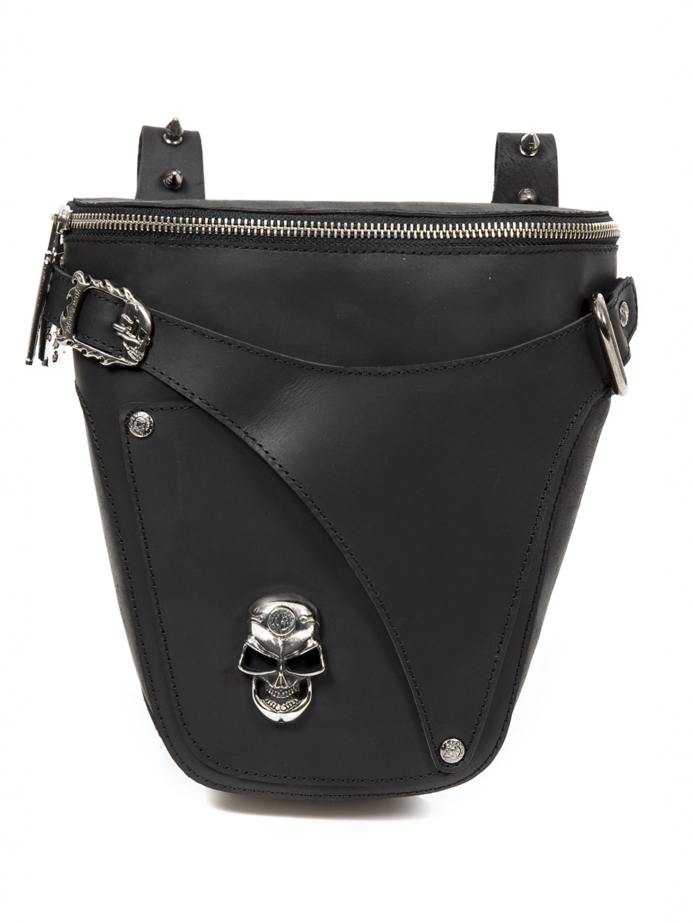 NEW ROCK Gothic Black Genuine Leather Waistbag