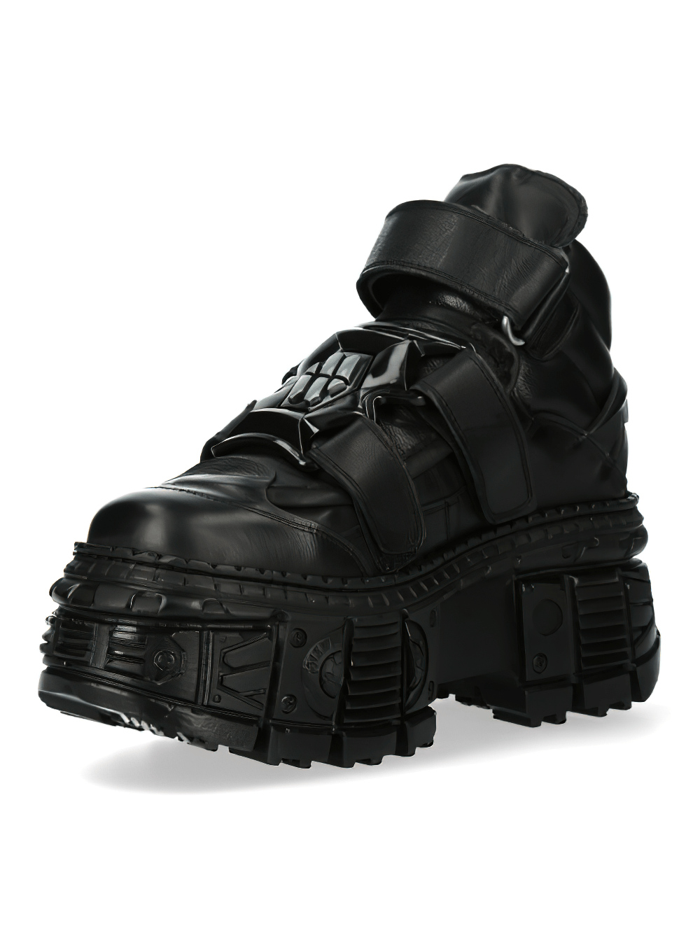 NEW ROCK Men's Gothic Black Saw-Tooth Platform Ankle Boots