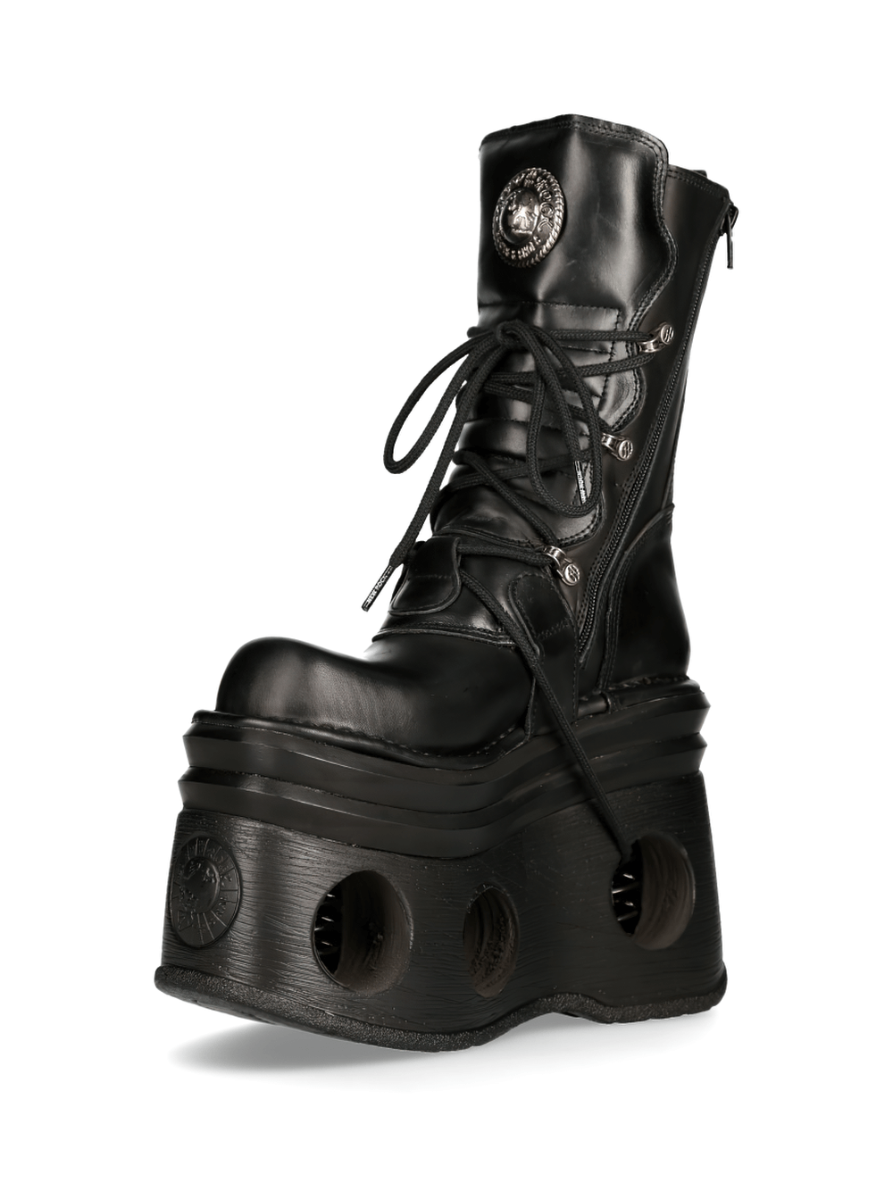NEW ROCK Men's Gothic Buckled Platform Boots - Cow Leather