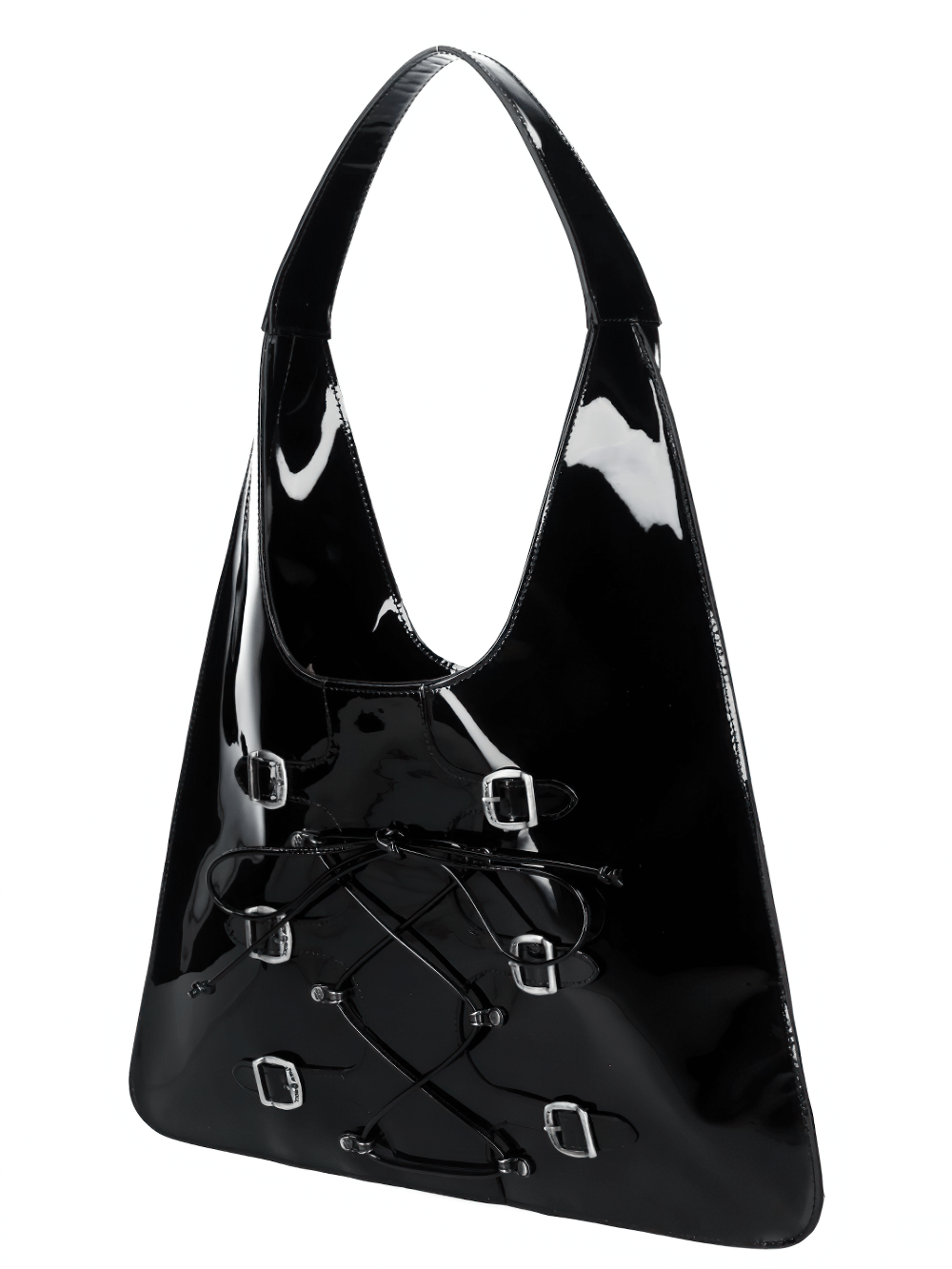 NEW ROCK Gothic Handbag with Buckle and Lace-Up Detail