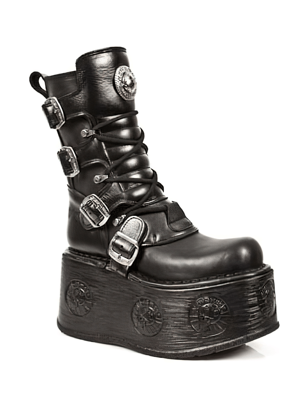 NEW ROCK Women's Gothic High Platform Boots with Metal Accents