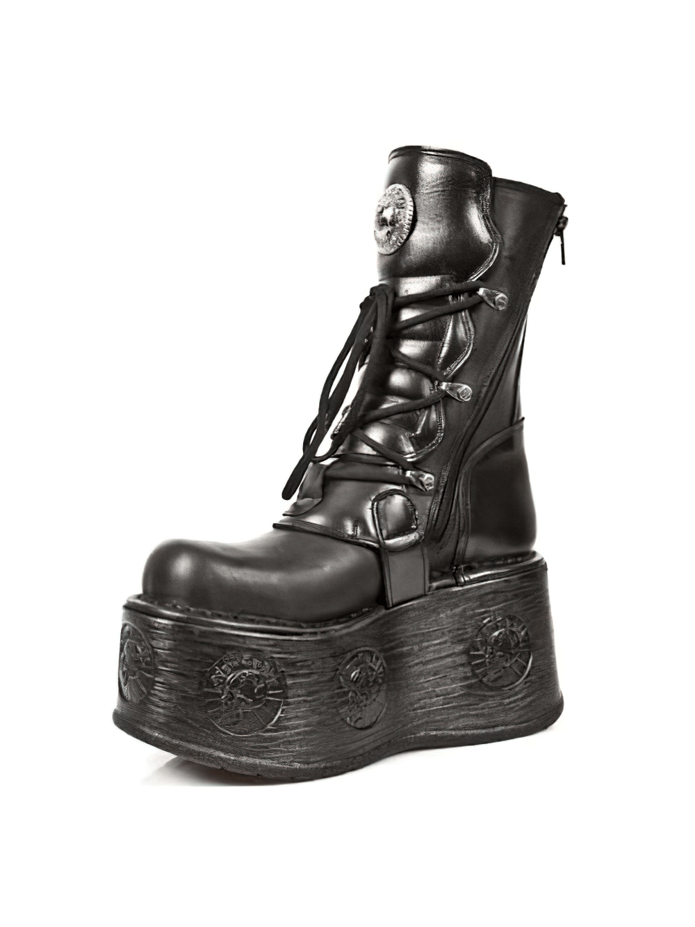 NEW ROCK Men's Gothic High Platform Boots with Metal Accents
