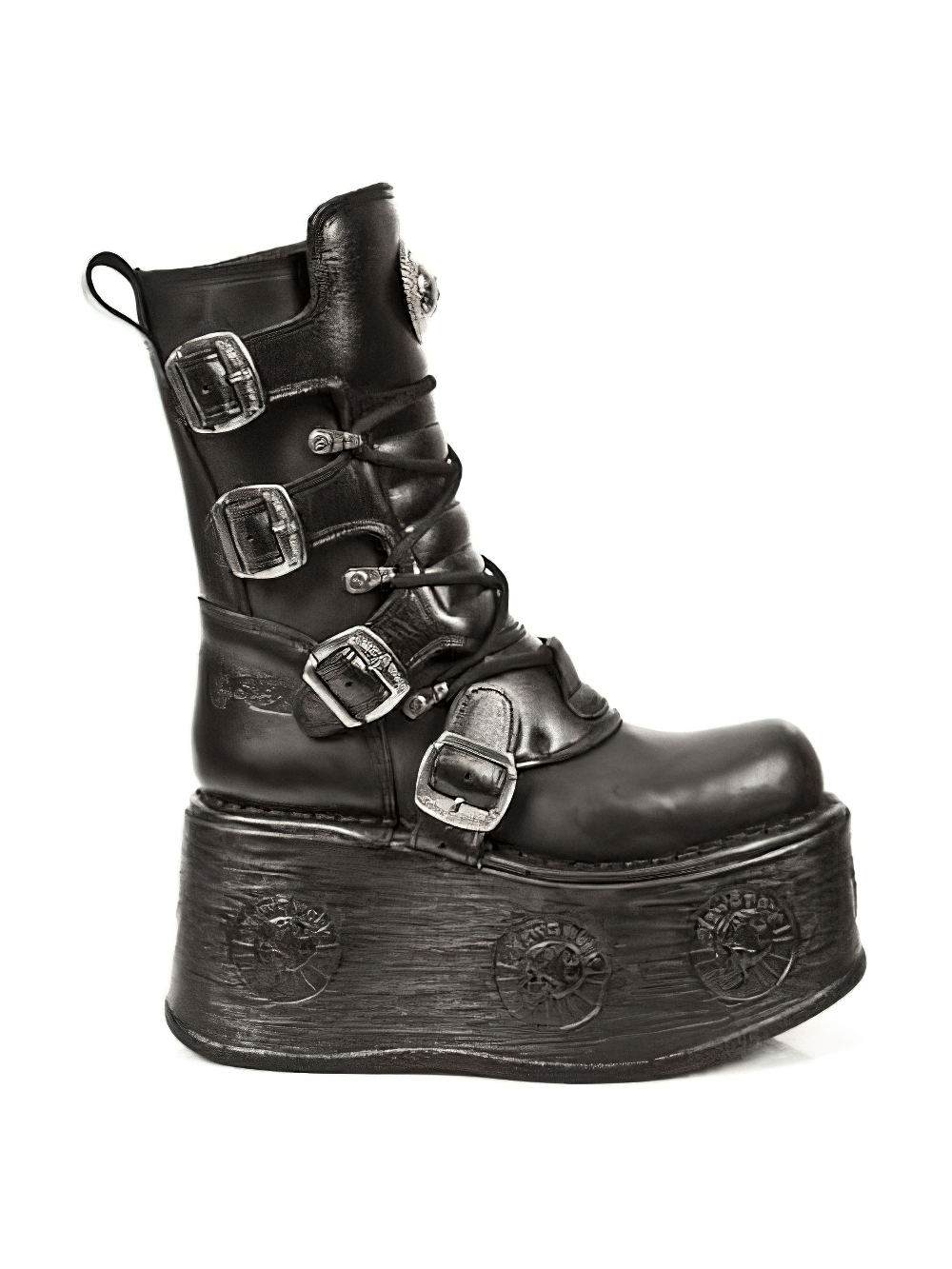 NEW ROCK Women's Gothic High Platform Boots with Metal Accents
