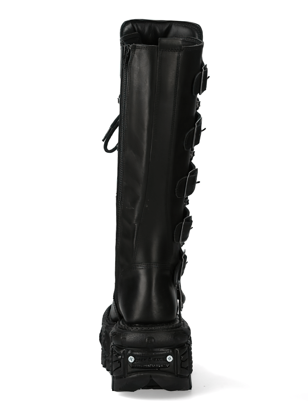 NEW ROCK Men's Gothic Leather Buckle Lace-Up Platform Boots