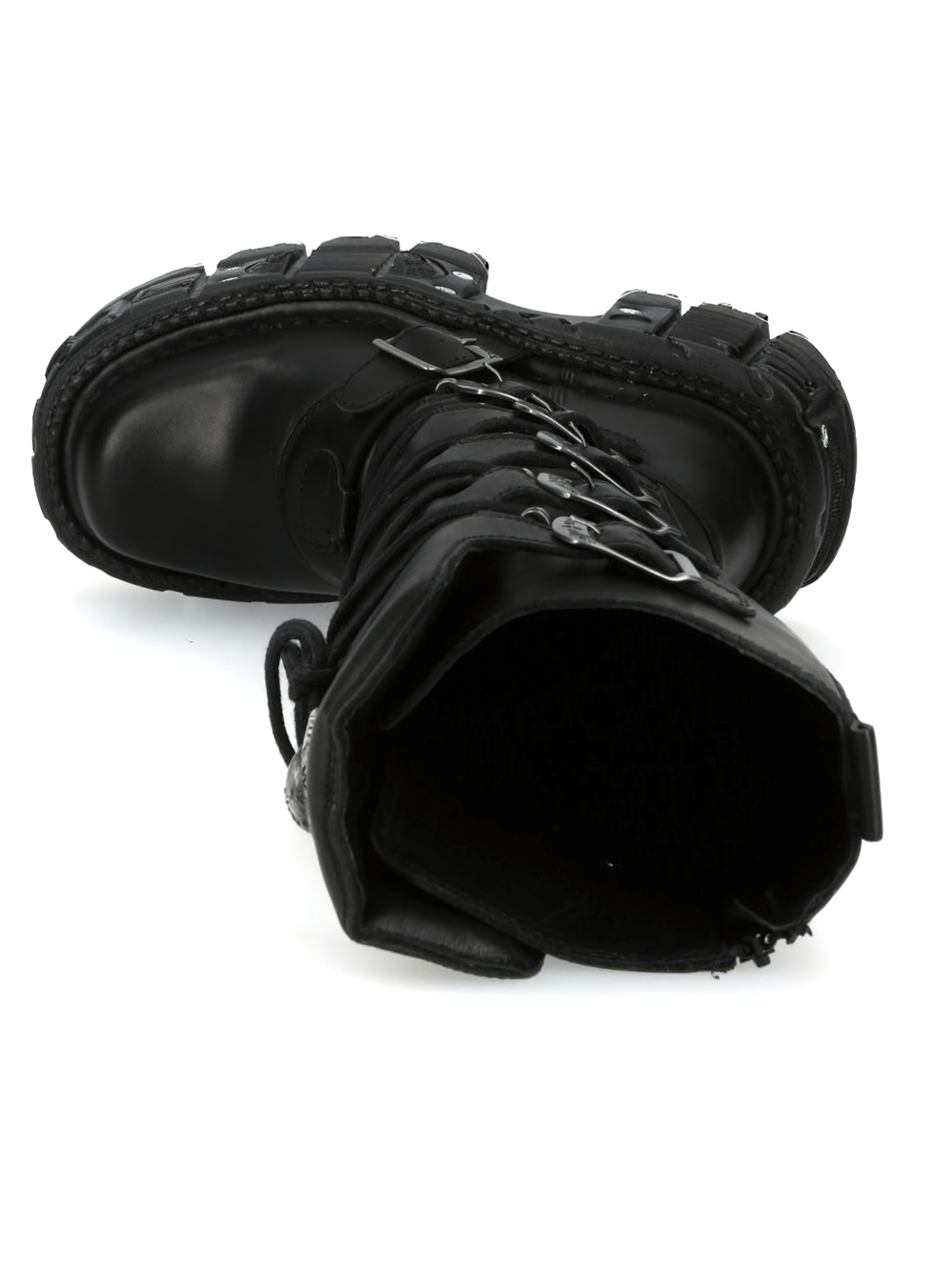 NEW ROCK Women's Gothic Leather Buckle Lace-Up Platform Boots