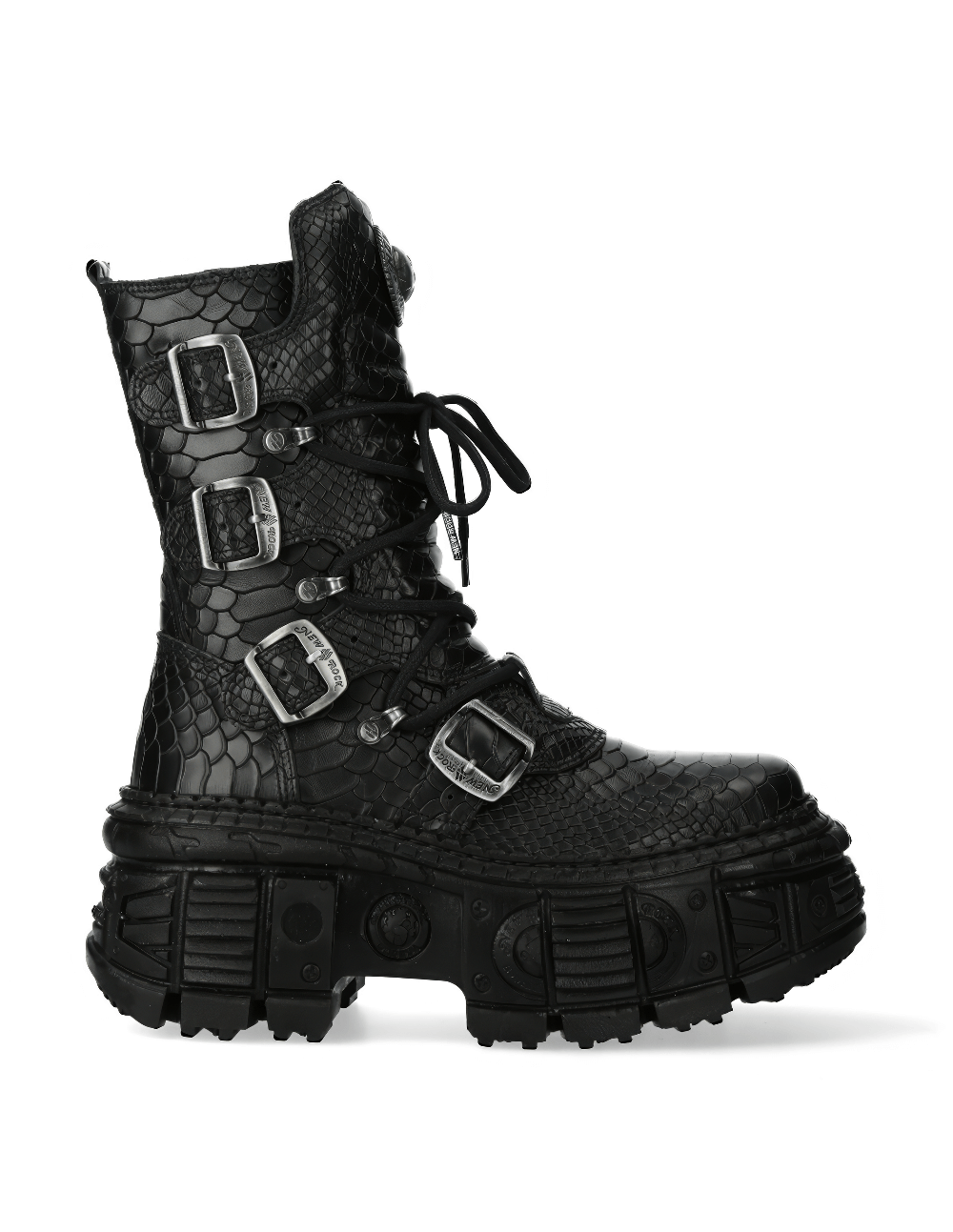 NEW ROCK Women's Gothic Mid-Calf Boots with Buckles and Zipper