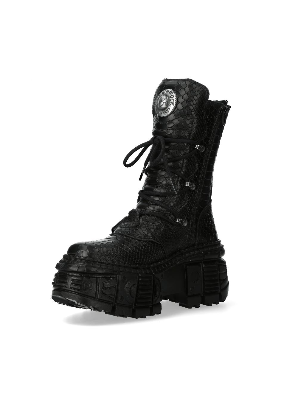 NEW ROCK Women's Gothic Mid-Calf Boots with Buckles and Zipper