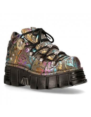 NEW ROCK Men's Gothic Platform Sneakers with Floral Design