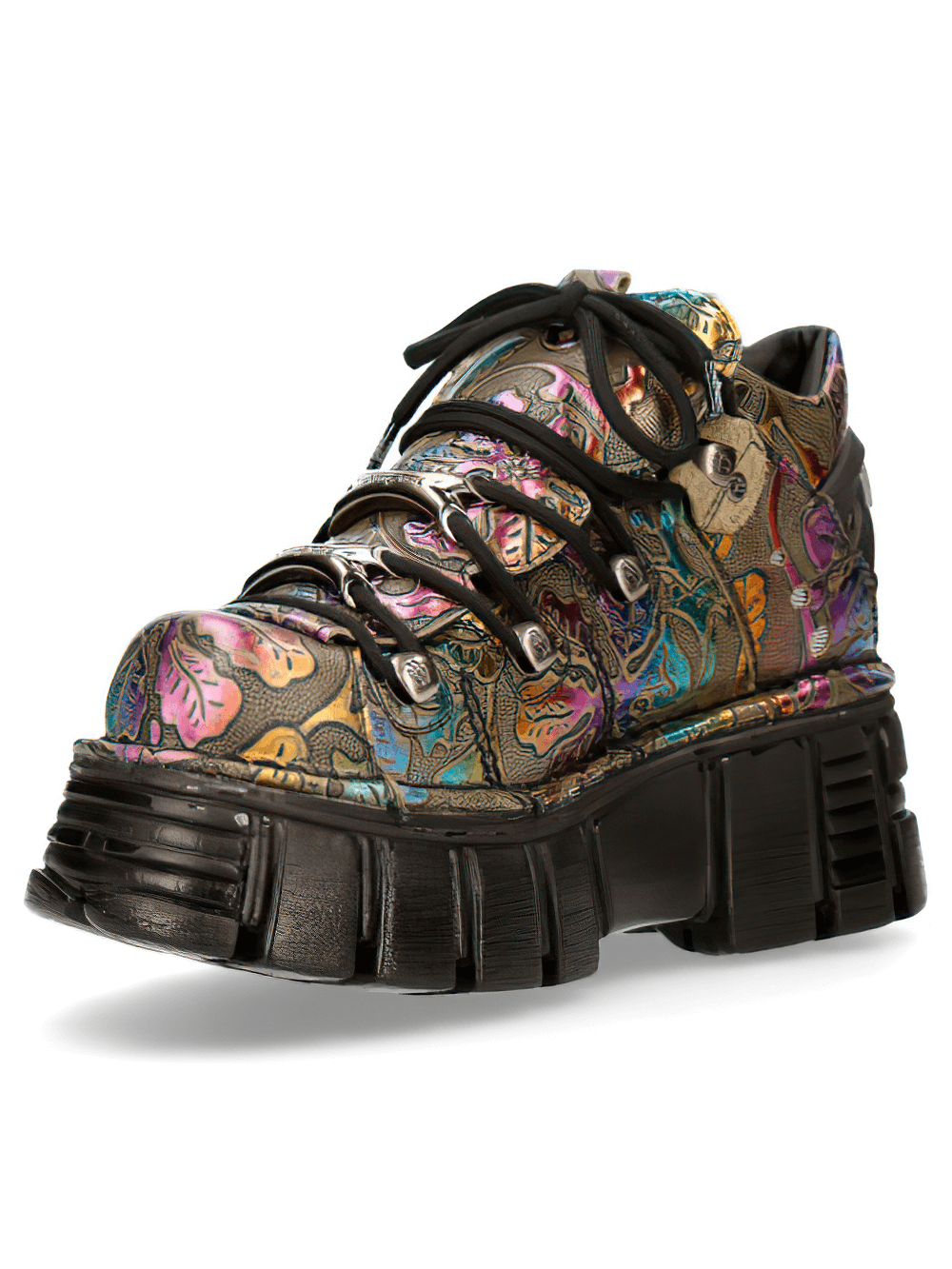 NEW ROCK Women's Gothic Platform Sneakers with Floral Design