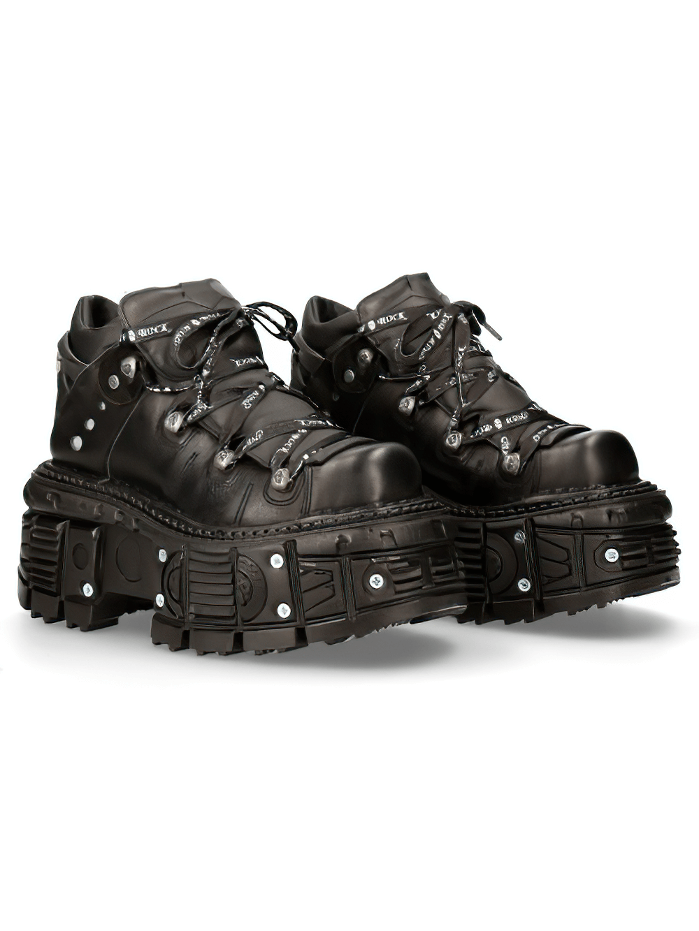 NEW ROCK Men's Gothic Punk Ankle Boots with Laces and Platform Sole