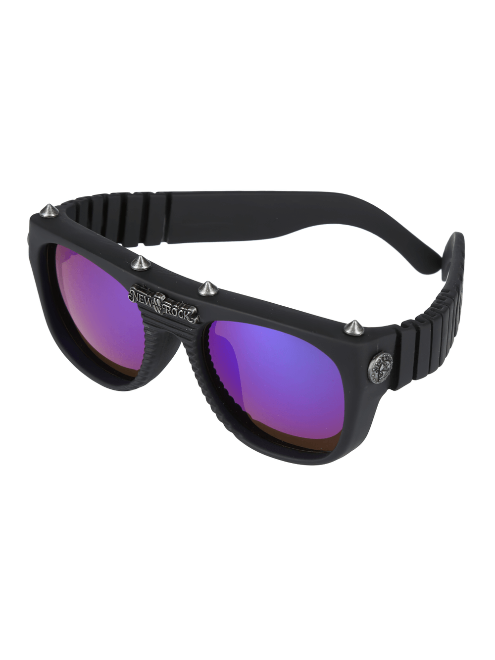 NEW ROCK Gothic Punk Studded Sunglasses with Mirrored Lenses