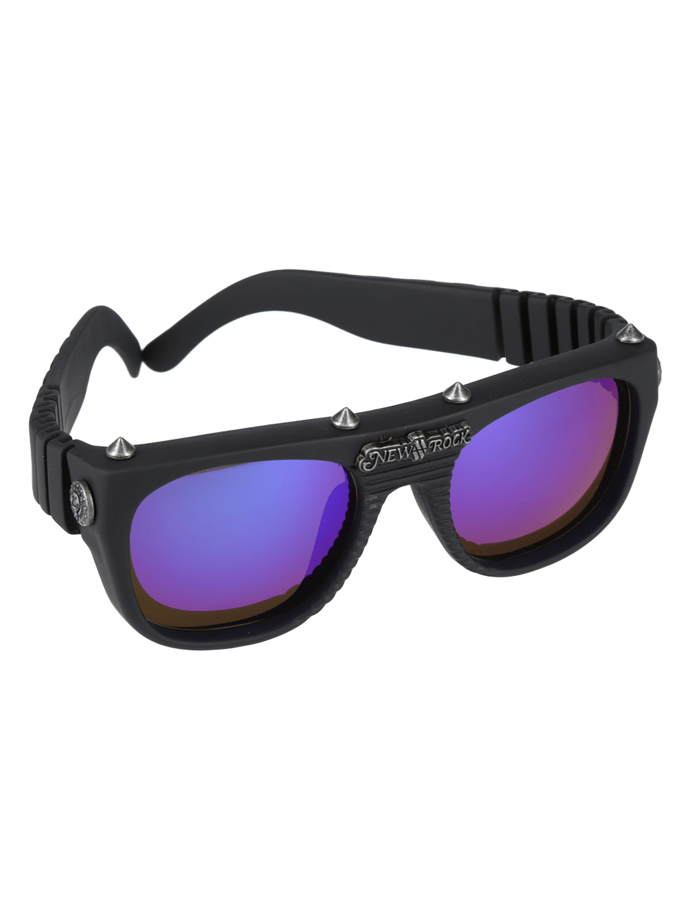 NEW ROCK Gothic Punk Studded Sunglasses with Mirrored Lenses