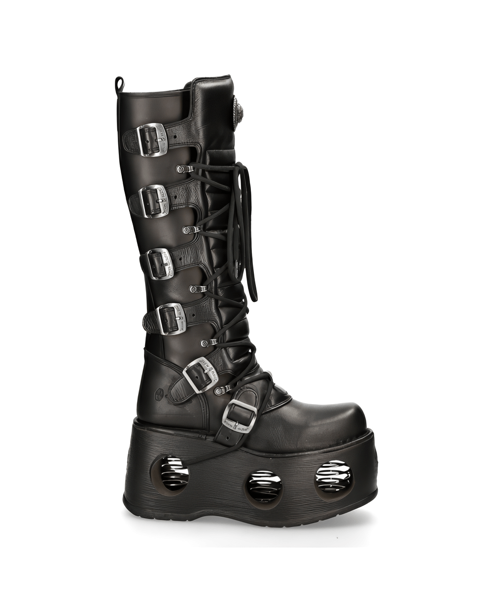 NEW ROCK Women's Gothic Style High Platform Boots with Buckles