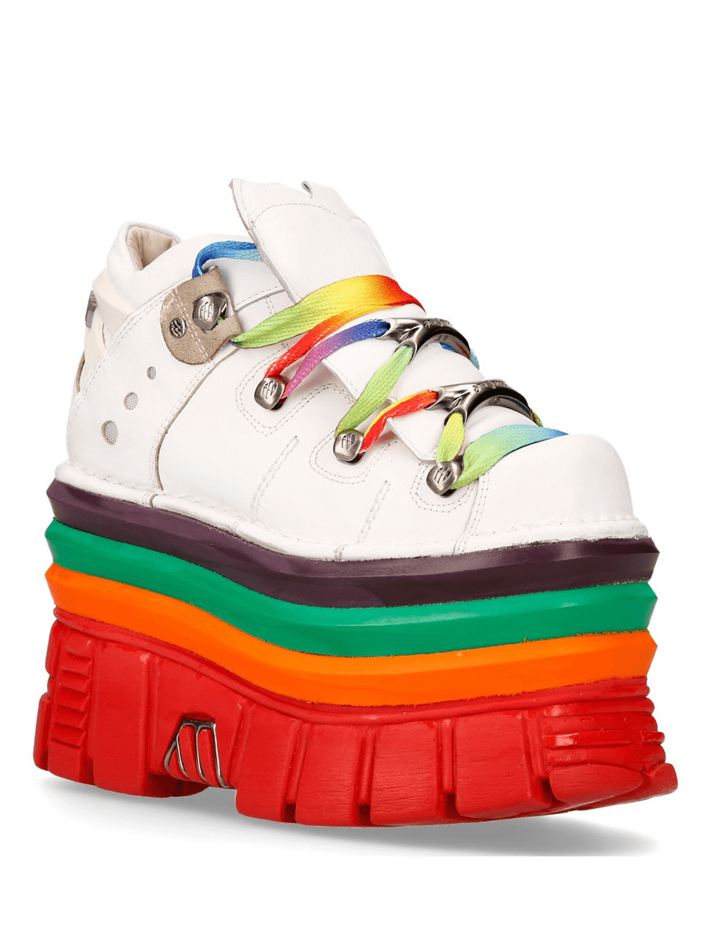 NEW ROCK Women's Gothic White Platform Sneakers with Rainbow Soles