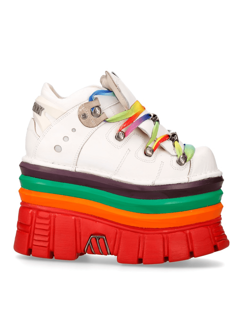 NEW ROCK Women's Gothic White Platform Sneakers with Rainbow Soles