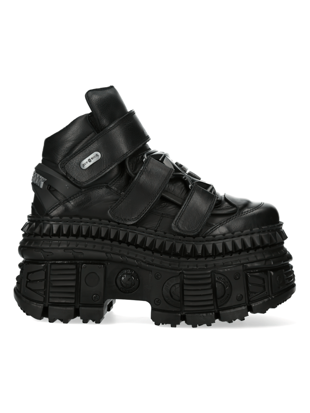 NEW ROCK Men's Leather Platform Ankle Boots with Velcro Straps