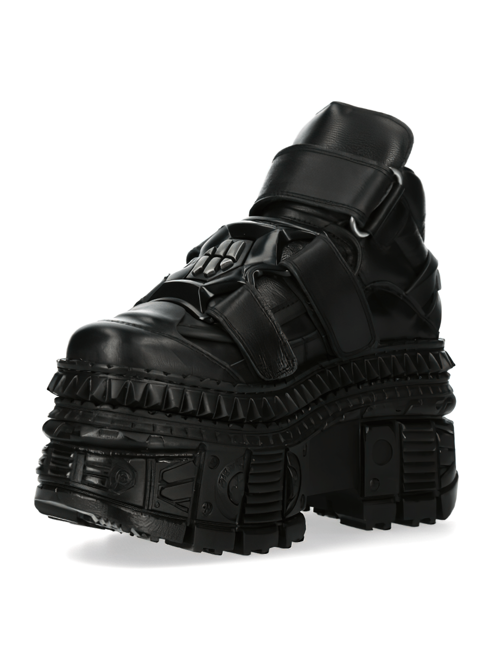 NEW ROCK Women's Leather Platform Ankle Boots with Velcro Straps