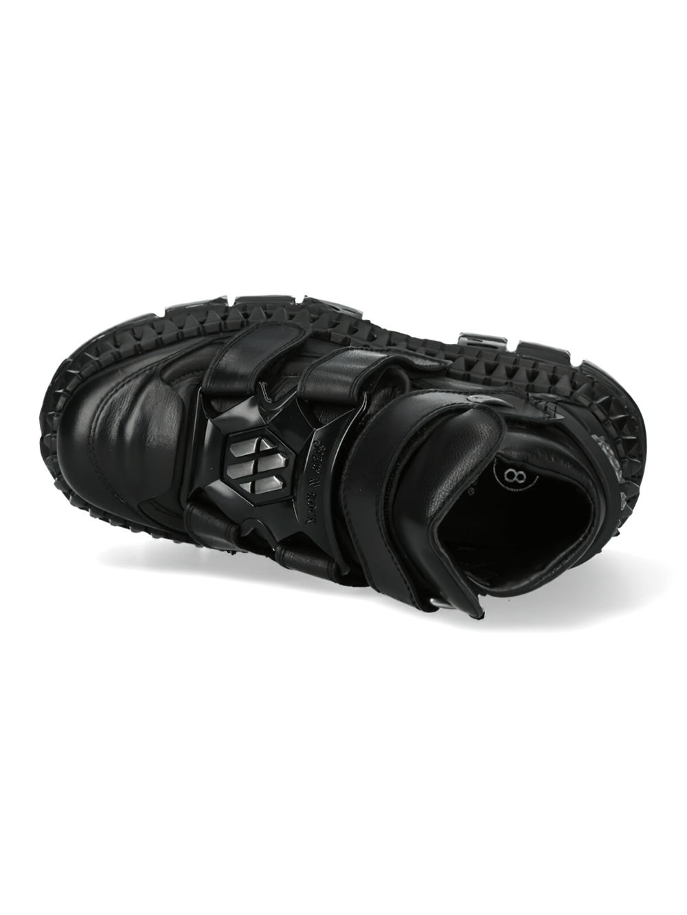 NEW ROCK Men's Leather Platform Ankle Boots with Velcro Straps